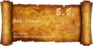 Bek Ilona névjegykártya